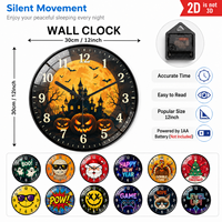 Horloge murale mécanique silencieuse Art Déco de haute qualité, 10 pouces, à aiguille simple, à piles, avec verre luminescent pour salon