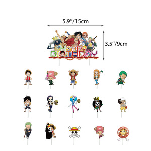 Set Decorazioni per Feste a Tema <span class=keywords><strong>One</strong></span> <span class=keywords><strong>Piece</strong></span> Luffy, Articoli per Feste di Compleanno per Ragazzi e Ragazze, Include Decorazioni per Cupcake X0120 - Product Image 5