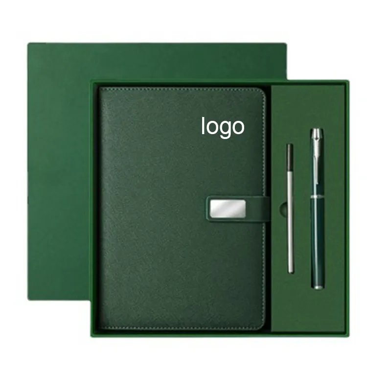 Özel Logo promosyon hediye lüks PU deri günlüğü dizüstü planlayıcısı iş hediye seti kalem