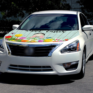 5X4ft Custom Car Hood Cover <b>Flags</b> Easter Bunny Festival Sports Games Suitable for Most Cars and SUVS Best Gift Hood Cover - Product Image 2