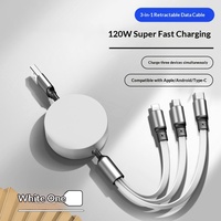 Kabel Pengisi Daya USB Type C Retraktil 3-in-1 Super Cepat Desain Kemasan Gratis TPE/PVC Hadiah Promosi Logo