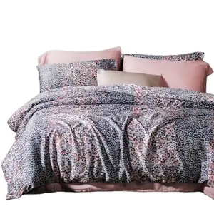 Juego de ropa de cama de algodón 100% con diseños de leopardo rosa, edredón de lujo, 4 piezas, gran oferta