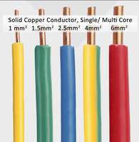Kabel tahan api konduktor tembaga listrik, kawat listrik LV penerangan rumah terisolasi PVC tahan api