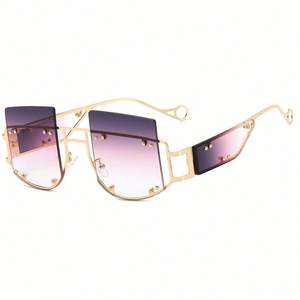 Novedades 2025, Gafas de Sol de Lujo con Logotipo Personalizado para Hombre y Mujer, Estilo Steampunk con Remaches Irregulares, Protección UV400, Gafas de Sol Cuadradas Extra Grandes para Mujer - Product Image 5