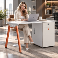 Poste de travail modulaire moderne pour un seul employé avec armoire mobile sur pieds – Table de bureau pour espace de travail contemporain