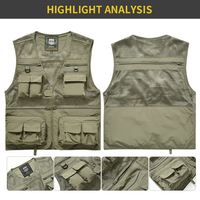 Veste en nylon pour homme, vêtements de travail, respirante, multi-poches, pour la pêche, la photographie, le journalisme, broderie personnalisée, logo sur mesure