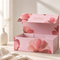 Boîte rigide magnétique rose personnalisée avec logo en feuille d'or pour l'emballage de bijoux et de cosmétiques