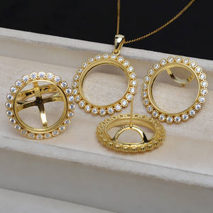 Set de Accesorios DIY 4915, Plata S925, para Colgantes, Pendientes, Anillos, Soporte para Perlas de 18mm, Base Plana, Soporte Vacío, Bañado, en Bolsa - Product Image 1