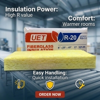 Laine de verre ininflammable pour isolation thermique, norme ASTM E84, R30, pour murs de bâtiments à ossature bois, Amérique du Nord