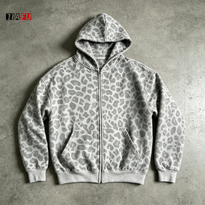 <strong>Men's</strong> <strong>Hoodies</strong> Sweatshirts Oversized Blank Zip up Hooded High Quality Fleece Leopard Print <strong>Hoodies</strong> <strong>for</strong> <strong>Men</strong> Custom Manufacturer - Product Image 1