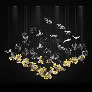 <span class=keywords><strong>Lustre</strong></span> de décoration de plafond en verre pendentif en verre de bureau de vente d'hôtel <span class=keywords><strong>lustre</strong></span> pendentif aérien en feuille de ginkgo émaillée - Product Image 6