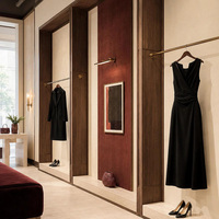 Comptoir de caisse moderne de luxe en bois et marbre, réception pour magasin de vêtements, boutique, design d'intérieur, solution de projet clé en main