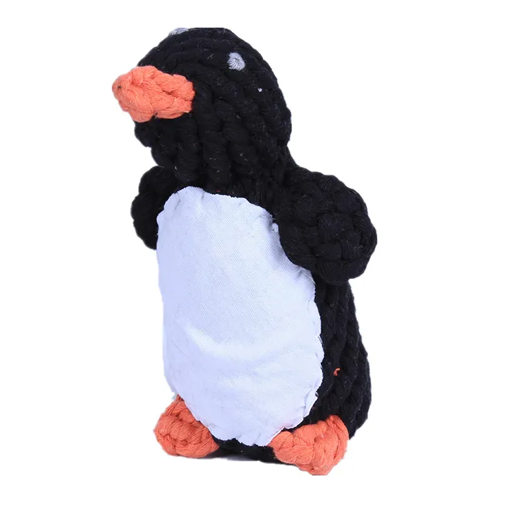 High Quality Teeth Cleaning Bite Resistant Molar Chew Cotton Rope Penguin-shaped Pet Dog Toy for Small Medium Dogs