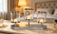 Porte-bougie Hurricane, élégant chandelier à tige haute, bougie pilier en option, taille et finition personnalisables pour table de mariage et décoration intérieure