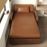Neues Chinesisches Klappbares Sofa-Bett Multifunktionales All-in-One Dual-Use-Modell aus Ölgewachstem Leder mit Massivholzrahmen und Kokosfaserfüllung