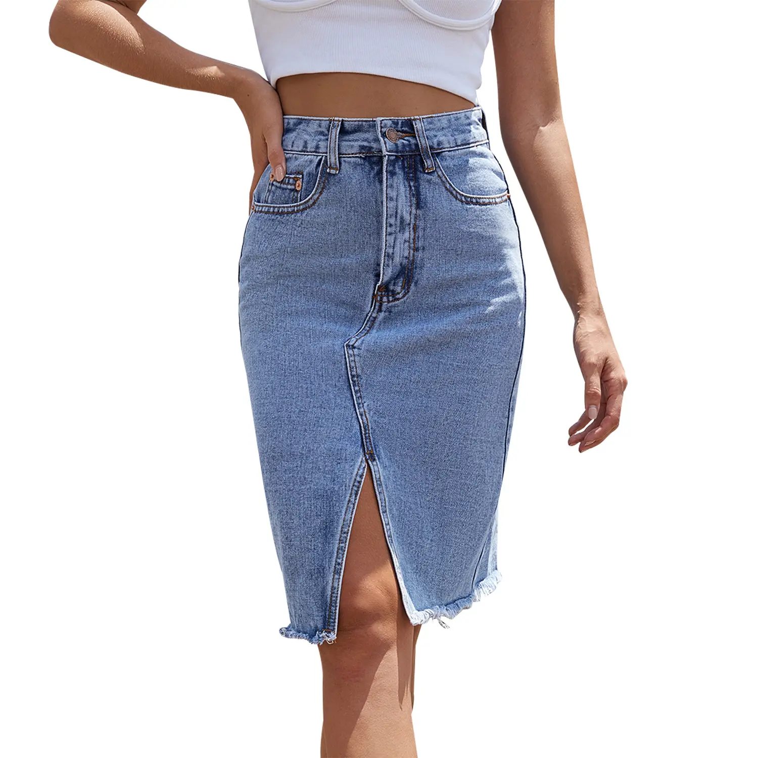 Jupe En Jean Pour Femme Saias Femininas Jeans Gaat Faldas De Mezclilla Denim Jeansrokken Dames Denim