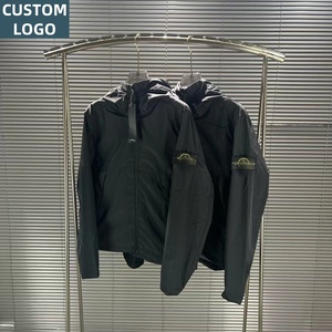 Cappotto nero da uomo giacca a vento con Zip con LOGO personalizzato
