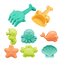 Ensemble de jouets de plage pliables : seau, moules d'animaux marins, râteau et pelle pour enfants – Jouets d'été pour l'extérieur