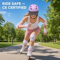 Kit de casque CE EN1078 7-en-1 moulé en interne avec lunettes, feu arrière LED, protections genoux, coudes et poignets en PC et EPS pour sports toutes saisons