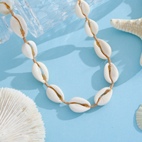 Collier en coquillages naturels réglable avec fermoir mousqueton, bijoux bohèmes de plage, design vie marine pour femme, cadeau d'été