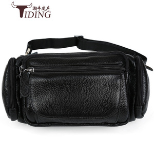 Tiding - Riñonera de Cuero Genuino para Hombre, Bolso de Pecho Antirrobo, Diseño Casual, Color Sólido 3046 - Product Image 3