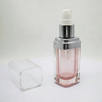 Flacon carré en acrylique de luxe de 15 ml pour sérum, lotion et tonique, emballage cosmétique personnalisé haut de gamme, conteneur transparent haut de gamme pour soins de la peau
