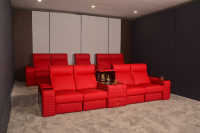 4D Design Kino Kino KTV Raum funktion Schnitt Liege Leder Stoff matt Leder Interieur Wohnzimmer Sofa