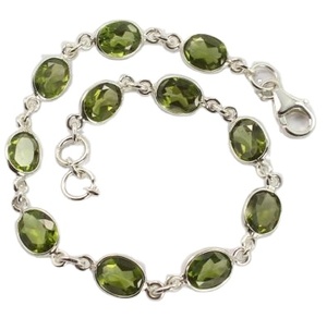 Top Qualité Naturel Péridot Pierres Précieuses À La Main Bracelet 925 En Argent Sterling Bijoux Prix de Gros - Product Image 1