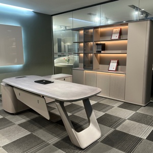 Cao Cấp Sang Trọng L-Hình Bàn Điều Hành Ưa Thích Sơn Mộc Kết Thúc Rộng rãi Modular Thiết Kế Văn Phòng Bảng Cho Công Ty Sử Dụng - Product Image 3