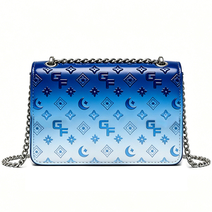 Top Designer Wholesale Women's Bags Metal Chain <b>Shoulder</b> <b>Strap</b> High Quality PU Blue Gradient <b>Shoulder</b> Crossbody Bag - Product Image 4