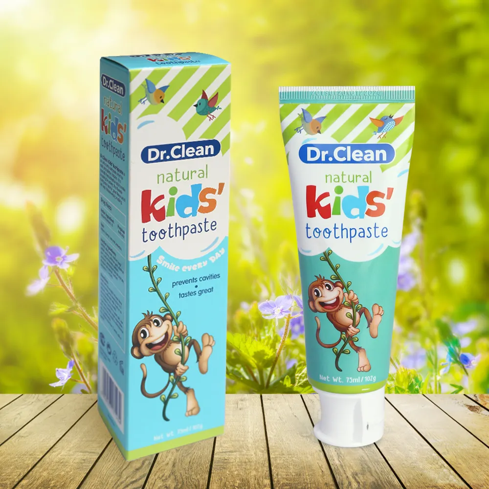 Dentifricio in fluoruro naturale di frutta dolce gel anticavity per bambini con 3 sapori diversi