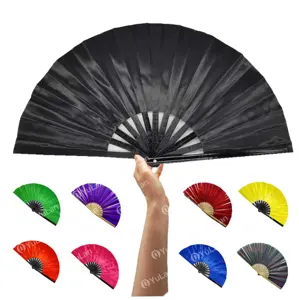 2024 New Products PVC Cool Holographic Iridescent Reflective Folding Bamboo Rave Large Hand Fan