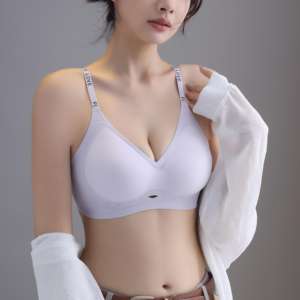 Sujetador sin aros ultrafino y transpirable con estampado de letras, sexy, sin costuras, push-up, cómodo, invisible, para verano, con tiras de gel suave. - Product Image 6