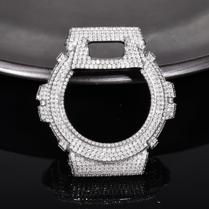 Boîtier de montre de luxe en moissanite sertie de diamants pour DW-6900, en laiton massif, avec lunette entièrement sertie de diamants, passe le testeur de diamants, accessoire de montre - Product Image 1