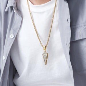 Collar de acero inoxidable con colgante de punta de lanza Ankh del Ojo de Horus del antiguo Egipto para hombre, diseño geométrico en forma de flecha, ideal para regalo. - Product Image 3