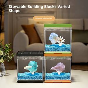 Fish Tank Sala Pequeno Armazenamento Doméstico Multi Funcional Betta Fish tank Desktop Cenário Aquário - Product Image 6