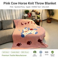Plaid en tricot Rose Poney Motif Pomme, Cheval Mignon à Pois, Semi-Velours Réversible, Doux et Chaud pour Canapé, Maison, Vente en Gros, Personnalisable