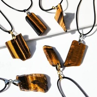 Collar con Colgante de Ojo de Tigre Amarillo Natural Estilo Boho, Piedra de Cuarzo Cristalino Pulido Irregular, Espécimen Mineral Curativo, Moda