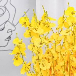 ช่อดอกกล้วยไม้ประดิษฐ์สีเหลือง รุ่น Stupid Bird Dancing Orchid ดอกไม้ผ้าไหมสำหรับตกแต่งบ้านและห้องนั่งเล่น - Product Image 4