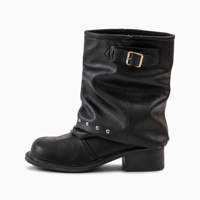 Bottes mi-mollet souples pour femmes, à enfiler, avec semelle extérieure en TPU et talons épais à boucle, personnalisables avec logo, faible MOQ, vente en gros, pour l'hiver – Fabrication OEM/ODM