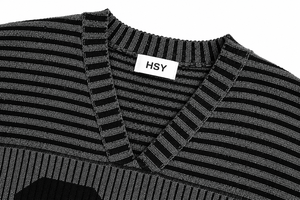 Suéter Personalizado con Logotipo OEM y ODM para Hombre, Suéter de Manga Corta con Estampado, <span class=keywords><strong>Jersey</strong></span> de Punto Acanalado, Ropa Urbana, Suéter de Punto para Hombre - Product Image 4