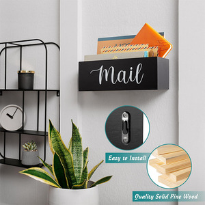 Organizador de correo de escritorio de madera decoración de oficina en casa cesta de correo para mesa de pared organizador de correo de encimera - Product Image 3