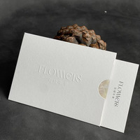 Cartes de vœux de luxe avec enveloppe, papier texturé mat personnalisé, logo en relief, pochette d'enveloppe imprimée pour l'emballage de la marque