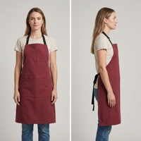 Tablier de travail décontracté haut de gamme en toile de coton avec poches pour hommes et femmes, idéal pour la cuisine, la pâtisserie et la restauration