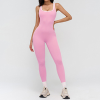 Combinaison de sport pour femme avec logo personnalisé, extensible, dos nu, une pièce, avec leggings intégrés pour le fitness