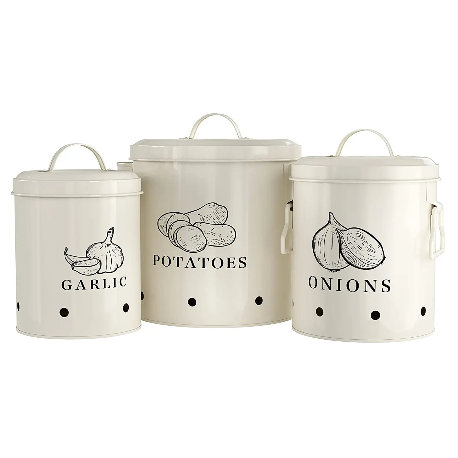 Aardappelen Bewaarbus Metalen Knoflook Uien Opslag Voedsel Container Pot Sets Keuken Voedsel Blikjes Set