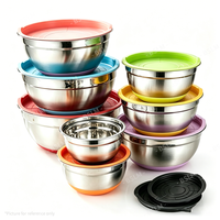 Bol à salade avec couvercle en silicone, boîte à lunch pour aliments chauds, vente chaude, logo personnalisé, bol passoire à fruits, bols mélangeurs en acier inoxydable