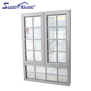 <span class=keywords><strong>Baie</strong></span> vitrée décorative à double vitrage en aluminium avec finition en grain <span class=keywords><strong>de</strong></span> bois blanc avec manivelle et moustiquaire - Product Image 2