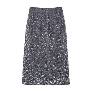 Jupe fourreau mi-longue à fente, taille haute, en velours à motifs et sequins, coupe droite et ajustée pour femme - Product Image 4