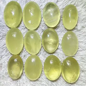 Lemon Citrine Quart Crystal Tumble Stone Wholesale Oval Citrine Healing Crystal Palm Stone For Decoration